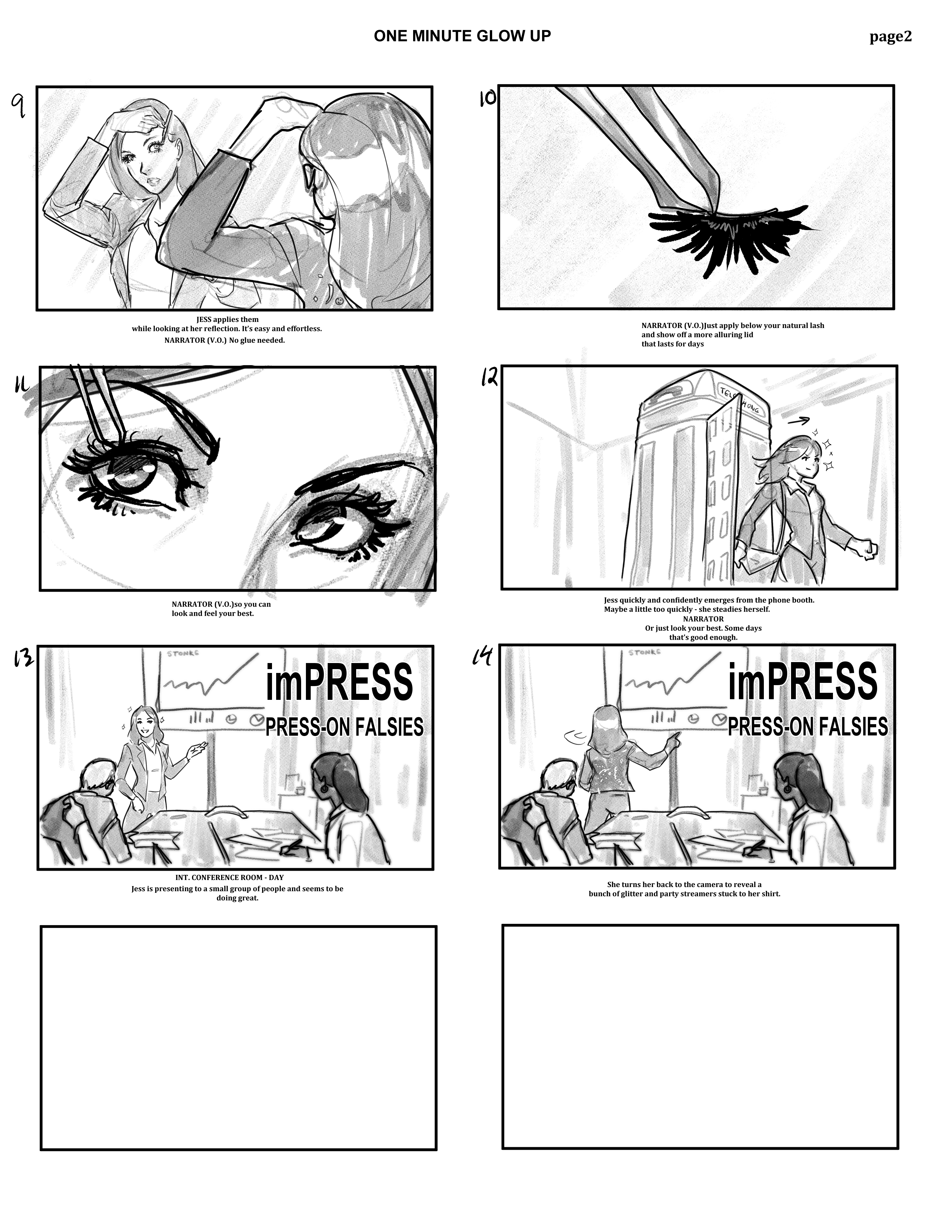 impress 1 minute glow up storyboards page 2