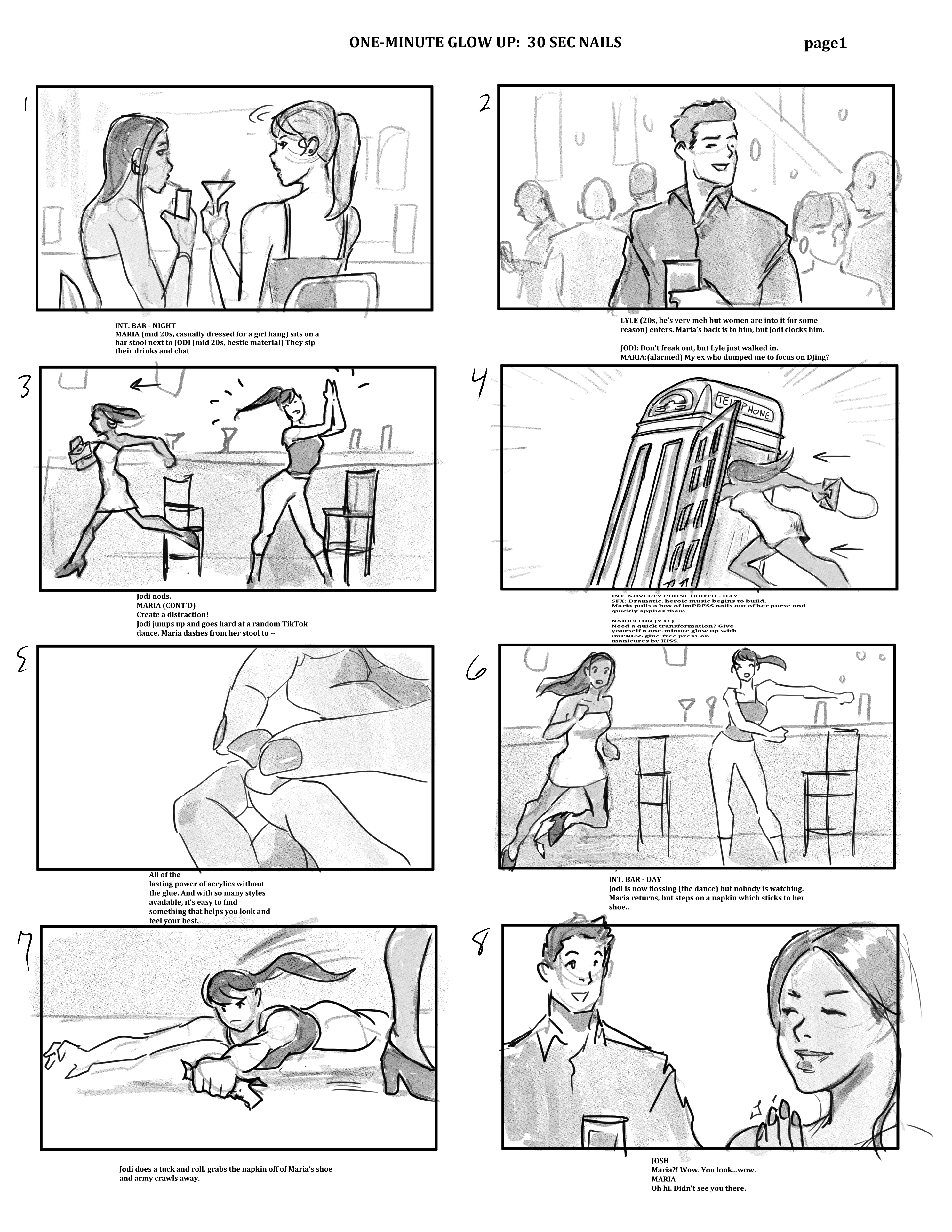 impress 1minute glowup 30 sec nails storyboards page1