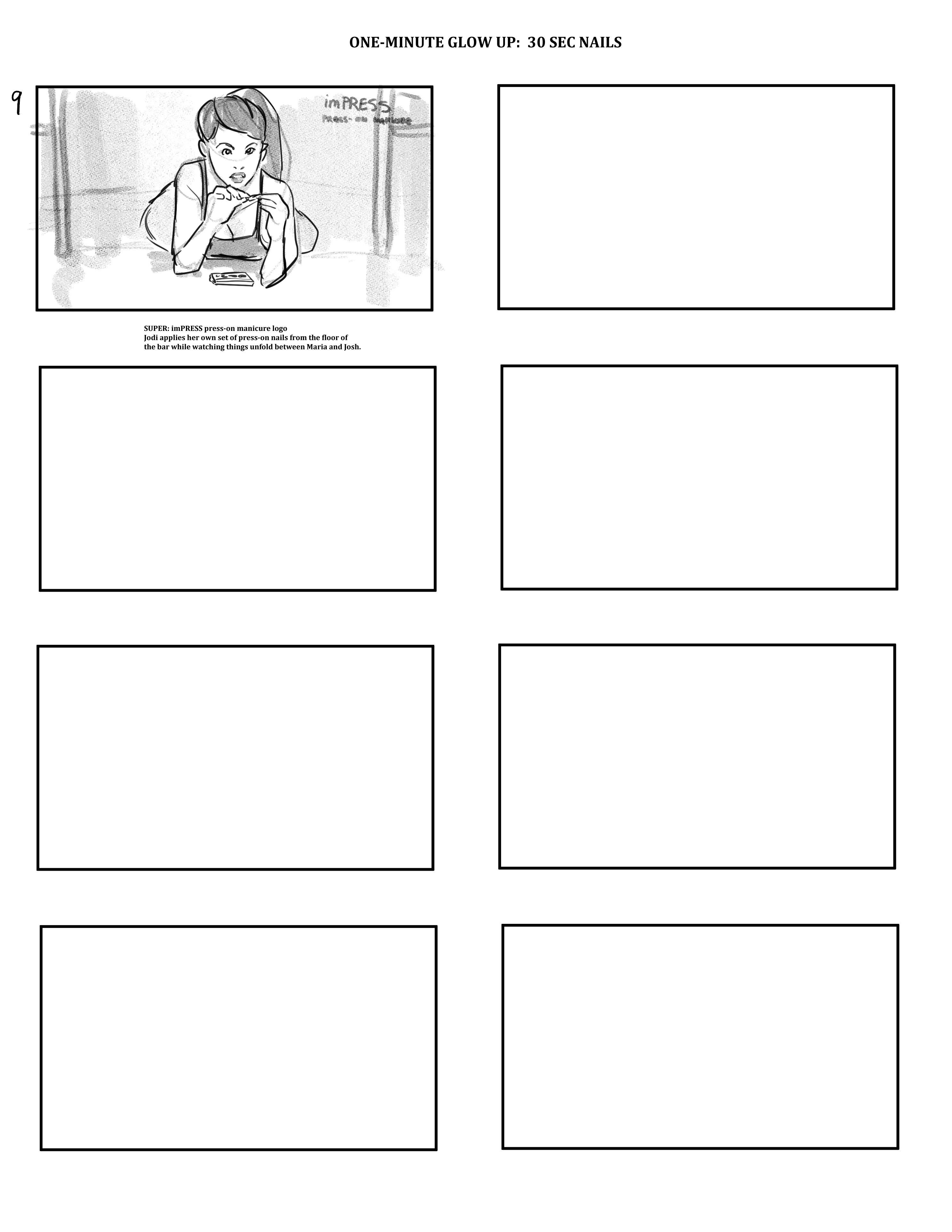 impress 1minute glowup 30 sec nails storyboard page 2