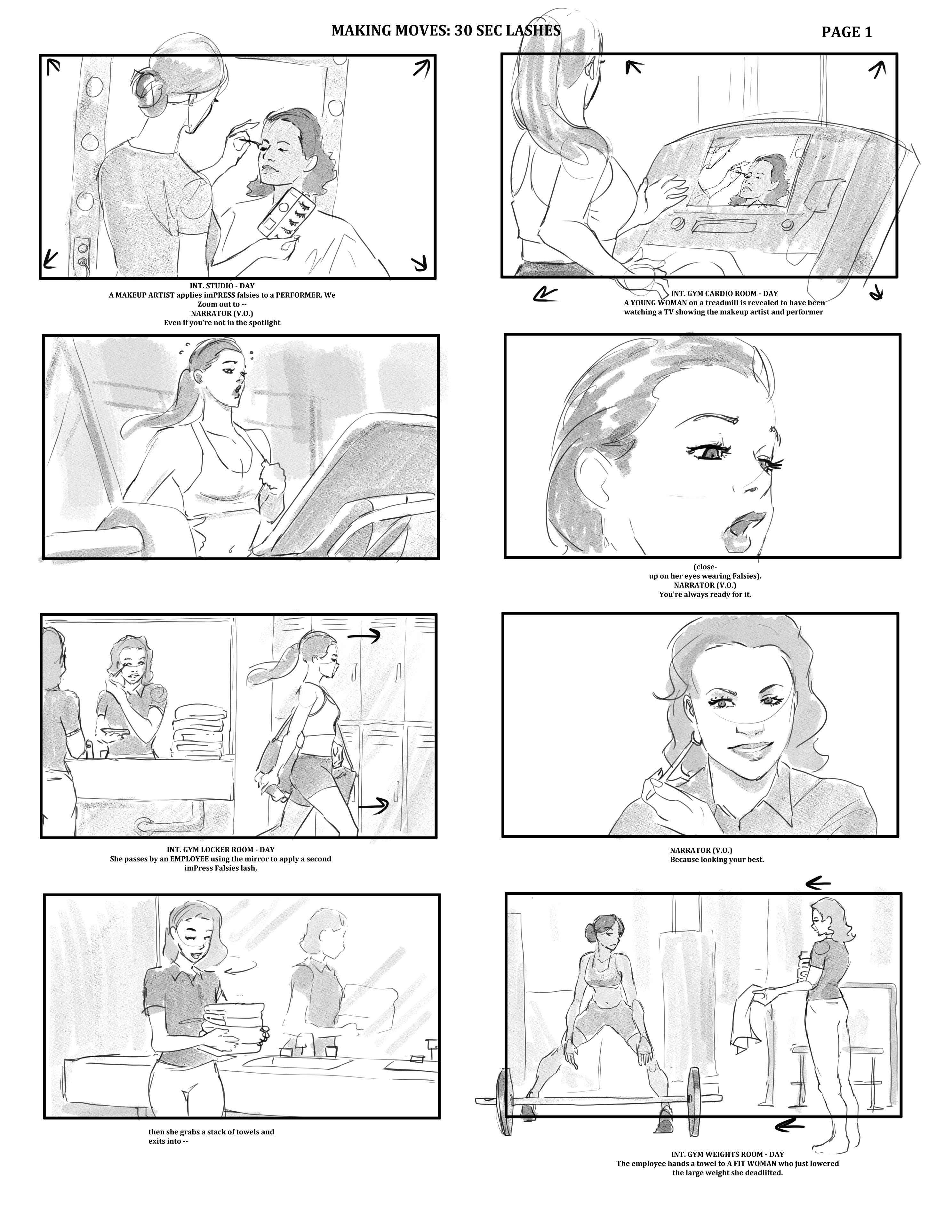 imPRESS Storyboards – Making Moves 30 Sec Lashes Draft 1 (Alt)