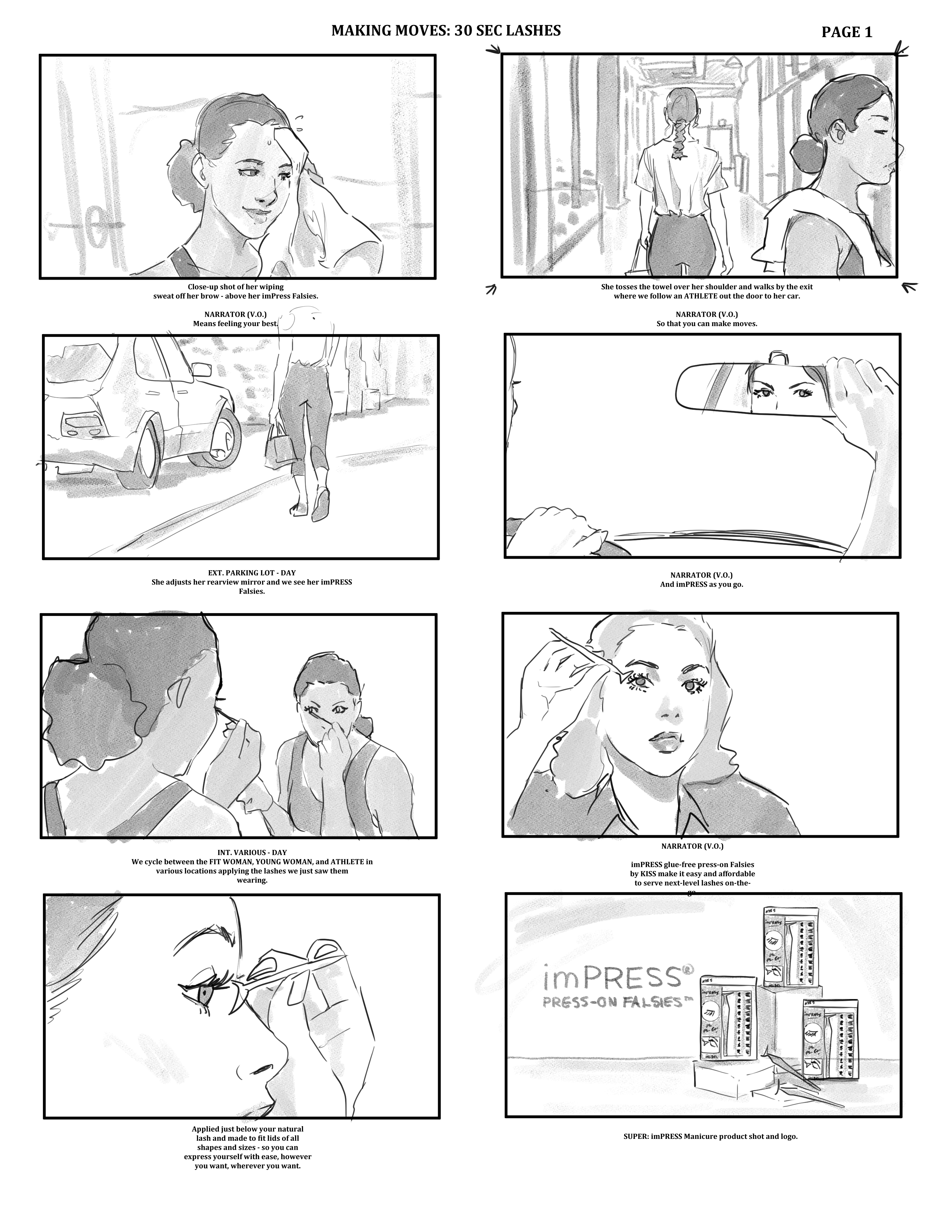 imPRESS Storyboards – Making Moves 30 Sec Lashes Draft 2